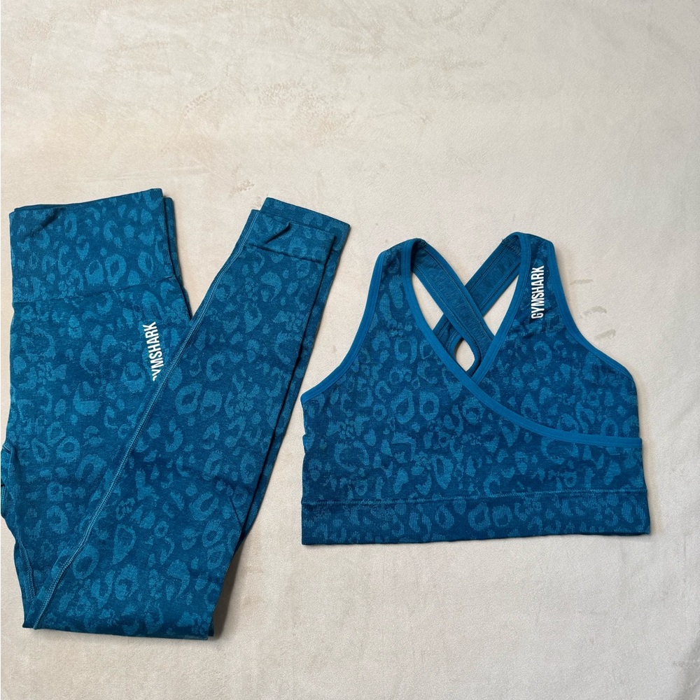 Gymshark Blue Leopard Print Sports Set